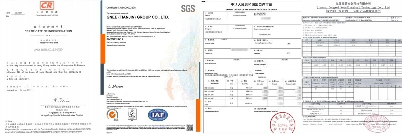 Gnee Alloy GH3030 Certificate Gnee Alloy GH3030 Certificate